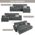 thumbnail image 5 of Homfa Modern Sleeper Sofa with Pull-Out Bed, L-Shaped 3-Seat Sofa with Storage Chaise Couch & USB Charging Port for Living Room,Linen Fabric, Gray, 5 of 11