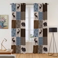 thumbnail image 2 of Kitchen Curtains 84 Inch Length 2 Panels, Blue Checkered Cabin Grommets Window Treatment Curtain, Farmhouse Forest Brown Buffalo Plaid Thermal Curtains Drapes for Living Room/Bathroom, 2 of 9