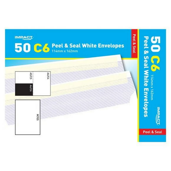 Impact C6 Enveloppes Blanches Peeling & Seal (Pack de 50)