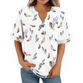 thumbnail image 4 of ZQUUVOU Women's T-Shirt Casual Button V-Neck Loose Elastic Printed Blouse A-White (2XL), 4 of 6