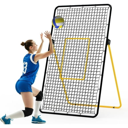 EcoSummer 7x4FT Baseball Rebounder Net with 5 Adjustable Angles, Heavy-Duty Bounce Back Training Net for Volleyball & Baseball, Black
