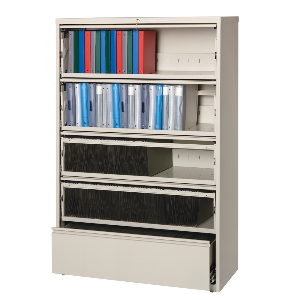 Hirsh 42in Wide HL10000 Series 5 Drawer Lateral File with Roll