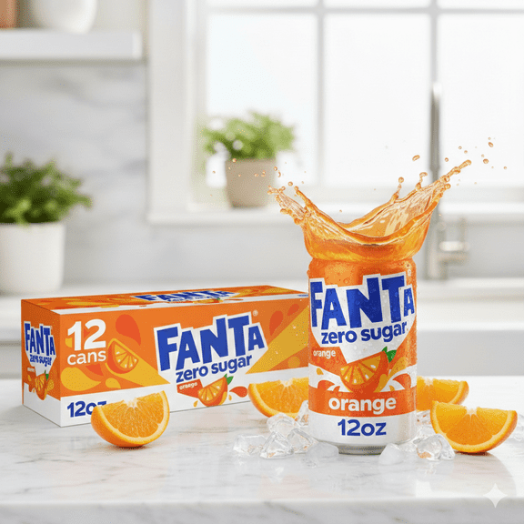 Fanta Zero Sugar Orange Soda Pop Fridge Pack Cans, 12 fl oz, 12 pack