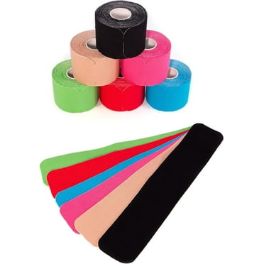 Kinesiology Tapes Mix Set | 120 Pre-Cut Multicolored Sport Tape Strips 10 x 2 in - on 6 Rolls | Waterproof • Skin-Friendly • Elastic | Kinesiology Tapes Ideal for Sports