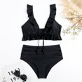 thumbnail image 5 of Moda mujer Sexy traje de baño sólido volante Bikini Split traje de baño OAVQHLG606B Store llm121212, 5 of 5
