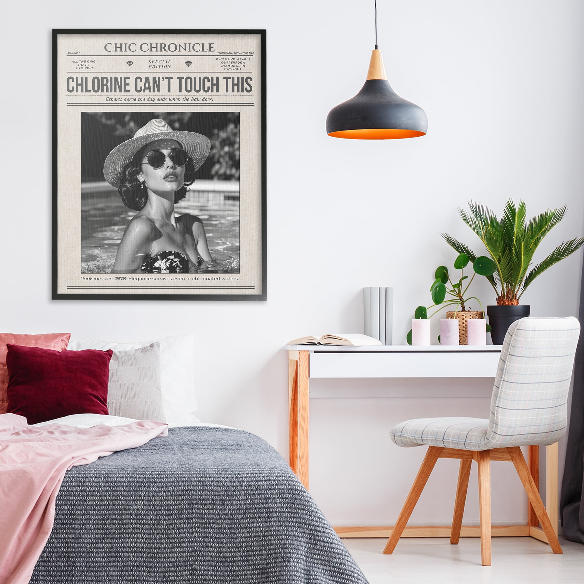 Chic Chronical Vintage Magazine Black Framed Giclee Art, design by A Barefoot Stylist