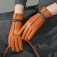 thumbnail image 5 of AWZXDE Ladies' 2024 Autumn and Winter Versatile Windproof Thick Leather Gloves for Cold Weather Orange,L, 5 of 6
