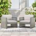 thumbnail image 2 of PARKWELL Outdoor Patio Lounge Chairs Set of 2,Deep Seat Hand-Woven Rope Armchair with Removable Cushions,Light Gray, 2 of 9