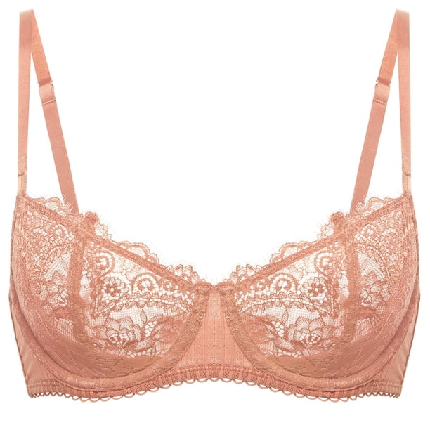 Sostén DOBREVA 40F Talla Grande Transparente de Encaje Push Up Crema