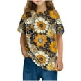 thumbnail image 2 of Spazoro Toddler Girls T-shirts, Summer Casual Printed Crewneck Short Sleeve Tops Tee Yellow Size 3 T, 2 of 6