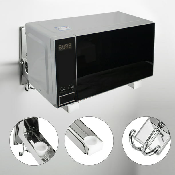 Wall Mount Rack Shelf,2pcs Kitchen Stainless Steel Microwave Oven Bracket Sturdy Foldable