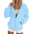 thumbnail image 5 of UAYOTSE Womens Zip Up Hoodies Oversized Sweatshirt Long Sleeve Fleece Jackets Coat Workout Y2K Outfits 2025 Fall Trendy(G293-Sky Blue,L), 5 of 9