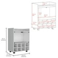 thumbnail image 3 of Kitchen Carts, St Andrews Bar Cart with Built-In 8-Bottle Rack, Double Glass Door Cabinet, and Aluminum-Edged Top Surface, White Kitchen Islands,Engineered Wood Metal Kitchen Carts, 3 of 7