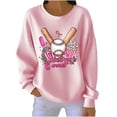 thumbnail image 3 of VKOYWKM Pink Breast Cancer Awareness Shirt Women Oversized Long Sleeve Drop Shoulder Textured Pullover Tops Crew Neck Sweatshirt Funny Graphic Tee Pink Ribbon In October Shirt, 3 of 6