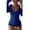 Blue, variant on Dyfzdhu Bodysuits for Women Fall Winter Deep V Neck Button Thread Long Sleeve Jumosuit Warm Bodycon Slim Playsuit Black
