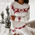 thumbnail image 1 of Chandail à Manches Longues Imprimé Élan Flocon de Neige de Noël pour Femmes, 1 of 2