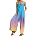thumbnail image 4 of ICHUANYI Clearance Women Fashion Printing Pockets Loose Long Pants Casual Summer Jumpsuit(Sky Blue, XL) ICHUANYI WER2023081505602, 4 of 7