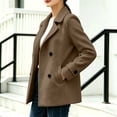 thumbnail image 6 of CHGBMOK Women's Short Coat Notched Lapel Double Breasted Long Sleeve Jacket Casual Warm Fall Winter Outerwear with Side Pockets, 6 of 6