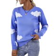 thumbnail image 1 of REDHOTYPE Femmes Col Rond Tricoté Pull à Manches Longues Décontracté Nuage Tops, 1 of 6