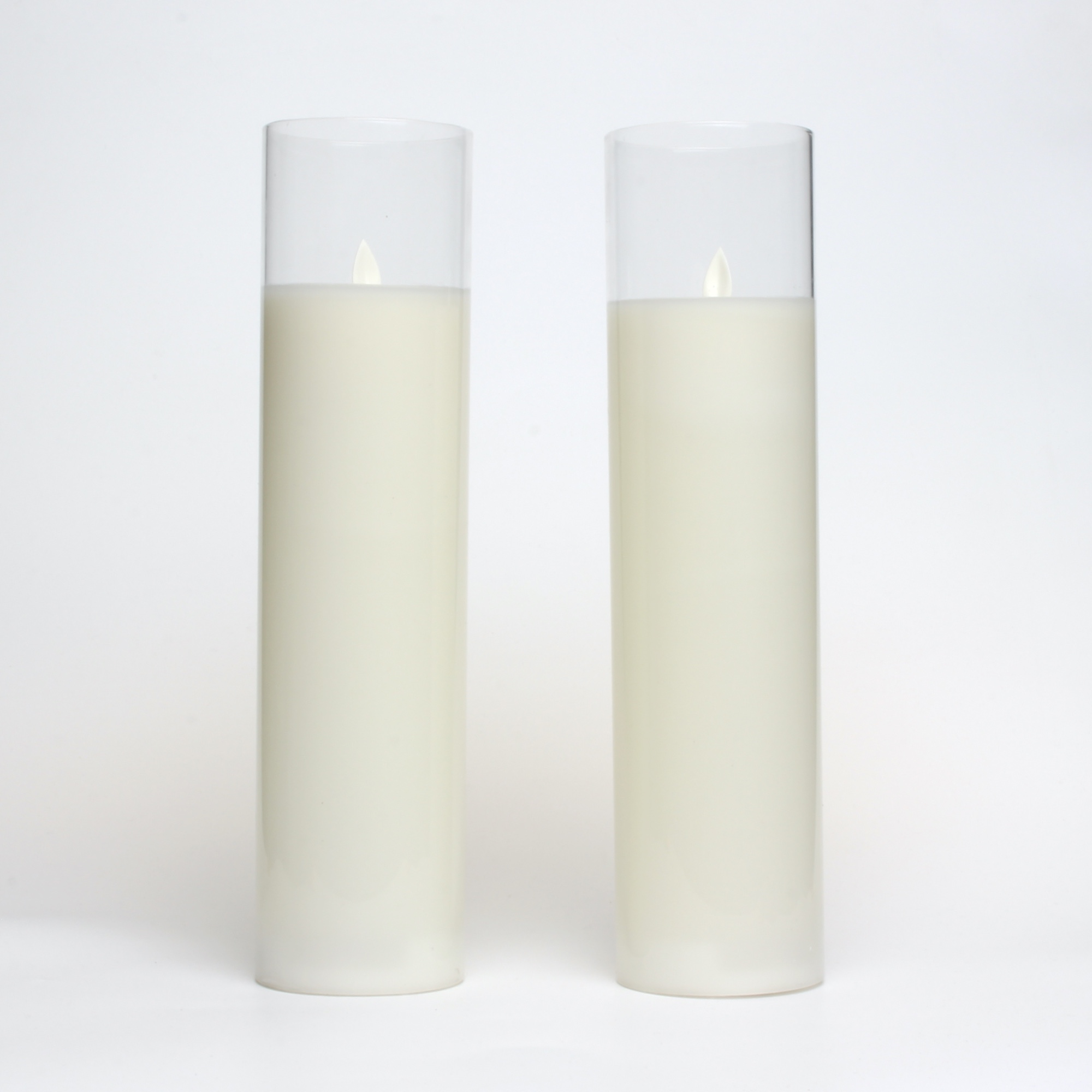 Big Size Candles Set of 8" 10" 12" Glass Flameless Candles  Battery Operated Real Wax Pillars Glass LED Candles with Remote Control Cycling Timer