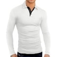 thumbnail image 4 of HAOMEILI Men's Short Long Sleeve Polo Shirts Casual Slim Fit Basic Designed Cotton Shirt Tops, 4 of 6
