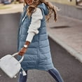 thumbnail image 2 of Fshinging Women's Long Winter Coat Vest With Hood Sleeveless Warm Down Coat With Pockets Quilted Vest Down Jacket Quilted Outdoor Jacket, 2 of 5