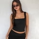thumbnail image 4 of Tops de Verano Y2k para Mujer, Tops Cortos Sin Mangas con Cuello Cuadrado y Ribete de Encaje Negro L, 4 of 9