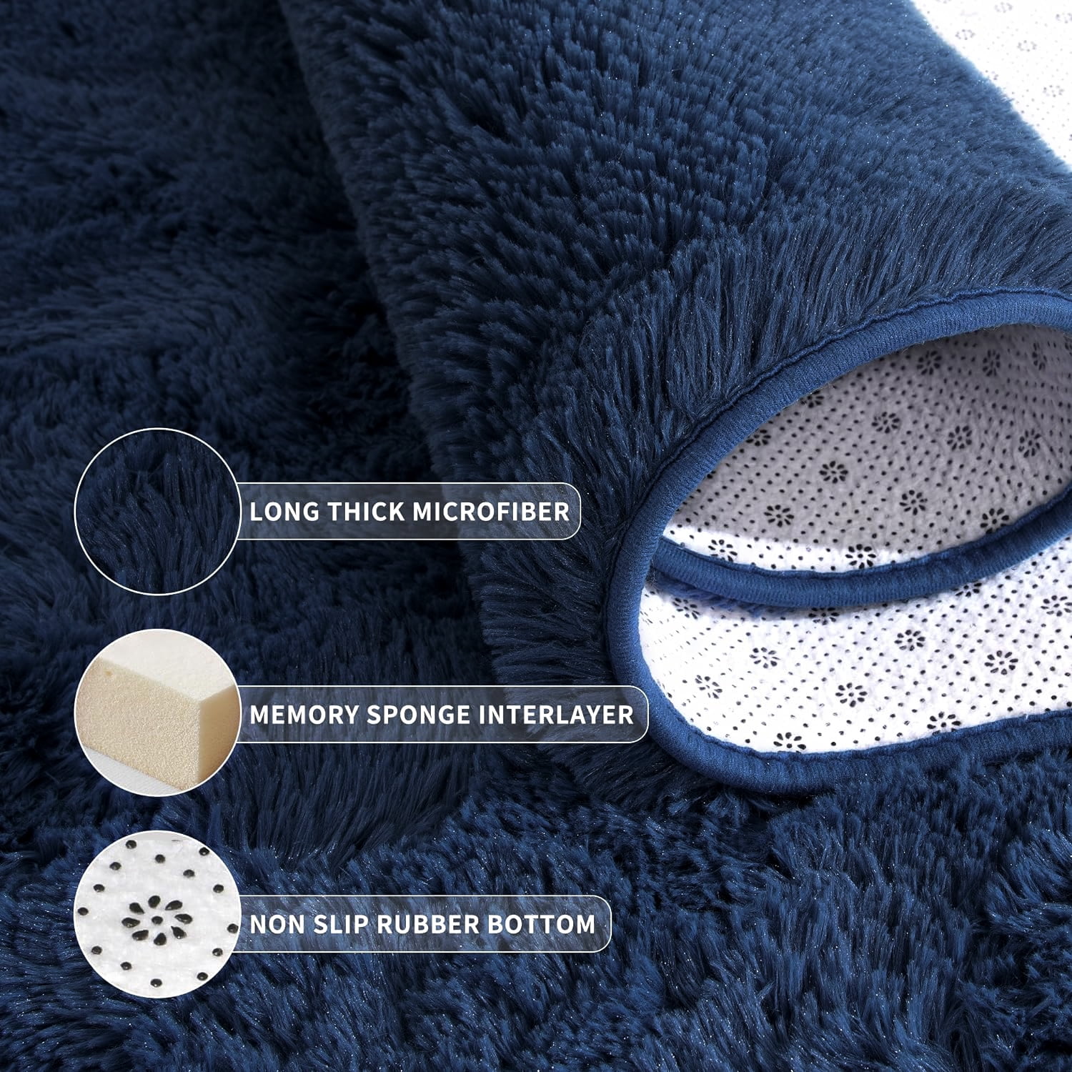 Dwelke Shaggy Area Rug 9x12ft, Ultra Fuzzy Large Plush Carpet for Living Room Bedroom,Blue