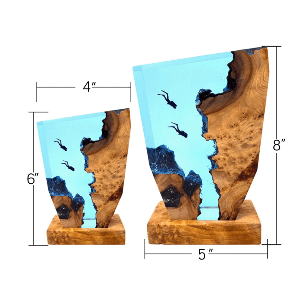Seabed Exploration Organism Resin Table Light 2 Divers Resin Table Light Seabed Exploration Theme Night Light 8x5 Inches,1 x Seabed World Organism Resin Table Light