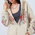 thumbnail image 5 of Women Y2K Spider Web Hoodies Vintage Graphic Long Sleeve Zip Up Hoodie Oversized Punk Jackets Goth Coats Streetwear, 5 of 7