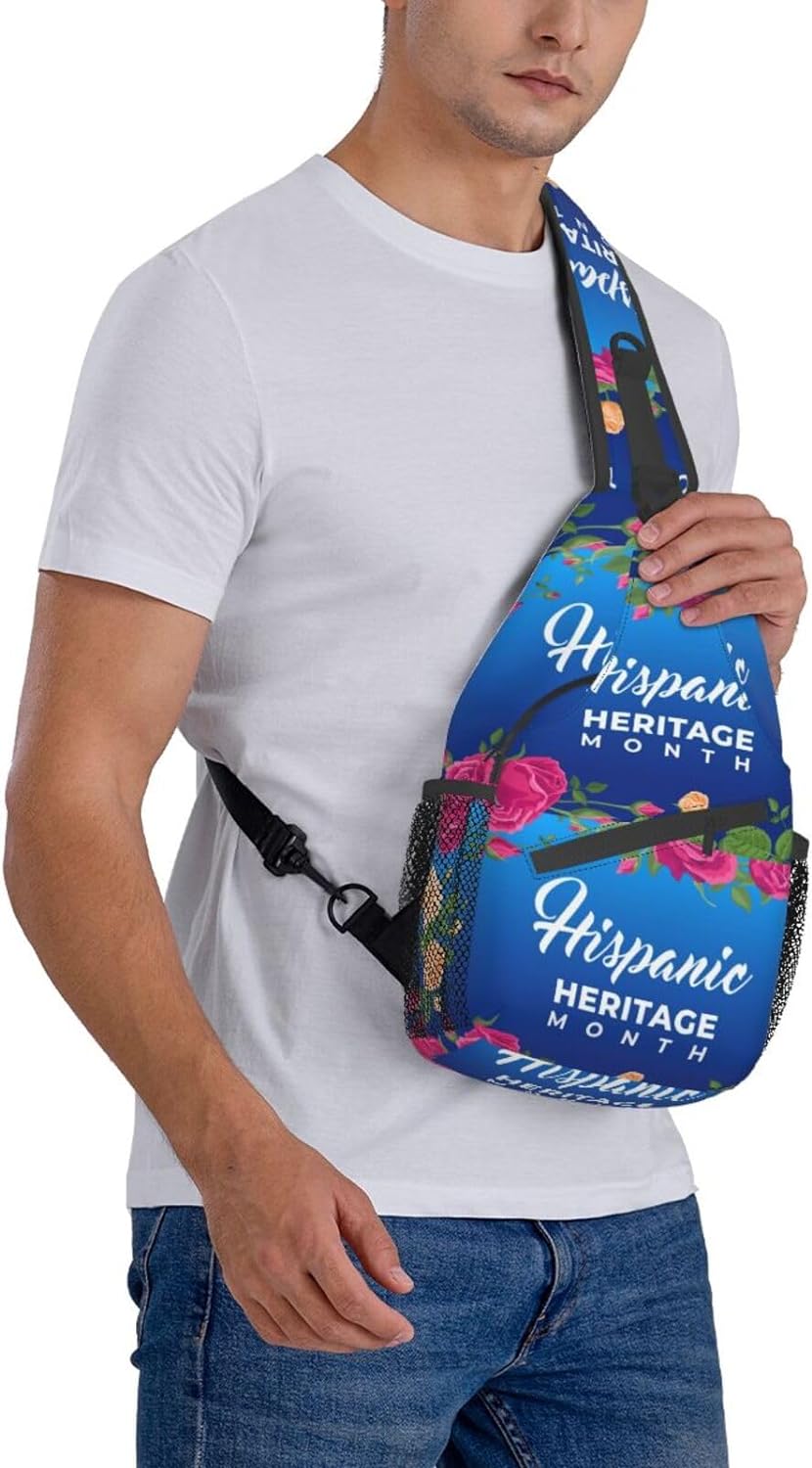 Mes Nacional De La Herencia Hispana Hispanic Heritage Month Sling Bag Crossbody Hiking Travel Chest Bags Backpack Shoulder Daypack for Women Men