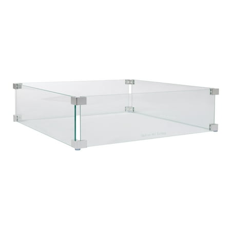 Fire Sense - Tempered Glass Wind Guard for Square LPG Fire Pits - Clear