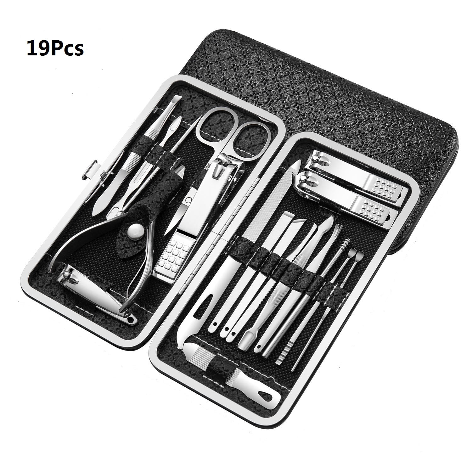 19 Pieces Stainless Steel Nail Cutter Set Kit, Professional Grooming Kits, Nail Care Tools with