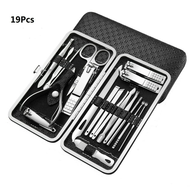 19 Pieces Stainless Steel Nail Cutter Set Kit, Professional Grooming