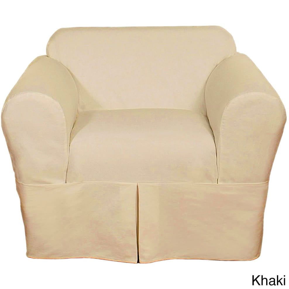 Classic Slipcovers Two Piece Twill Chair Slipcover Khaki