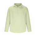 thumbnail image 1 of pstuiky camisa de manga larga para hombre, Camisa de hombre con botones de un tercio, de playa, de manga larga, de color liso, con solapa, informal, para uso diario. camisetas de hombre s, 1 of 5