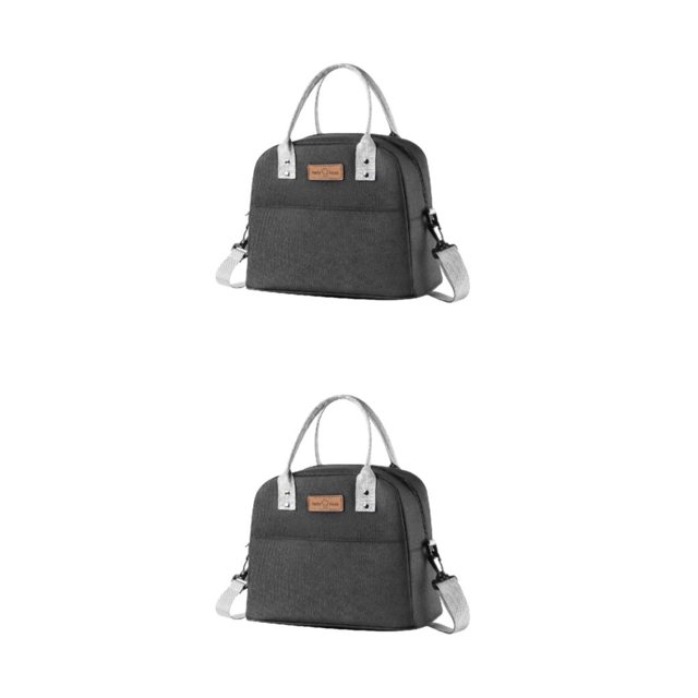 ZheElen Pack Lunch With Confidence Insulated Bento Bag Designed For Large Capacity With Strap+Black 2Set
