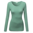 thumbnail image 2 of Emmalise Women's Basic Athletic Fit Tshirt Long Sleeves Round Crew Neck Tee (3Pk Olive, DST Sage, Navy, Small), 2 of 4
