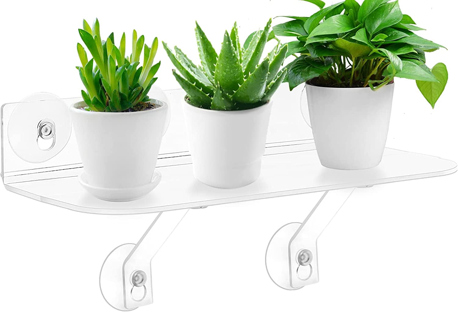 15Inch Wide Clear Acrylic Suction Cup Window Shelf for Plants with