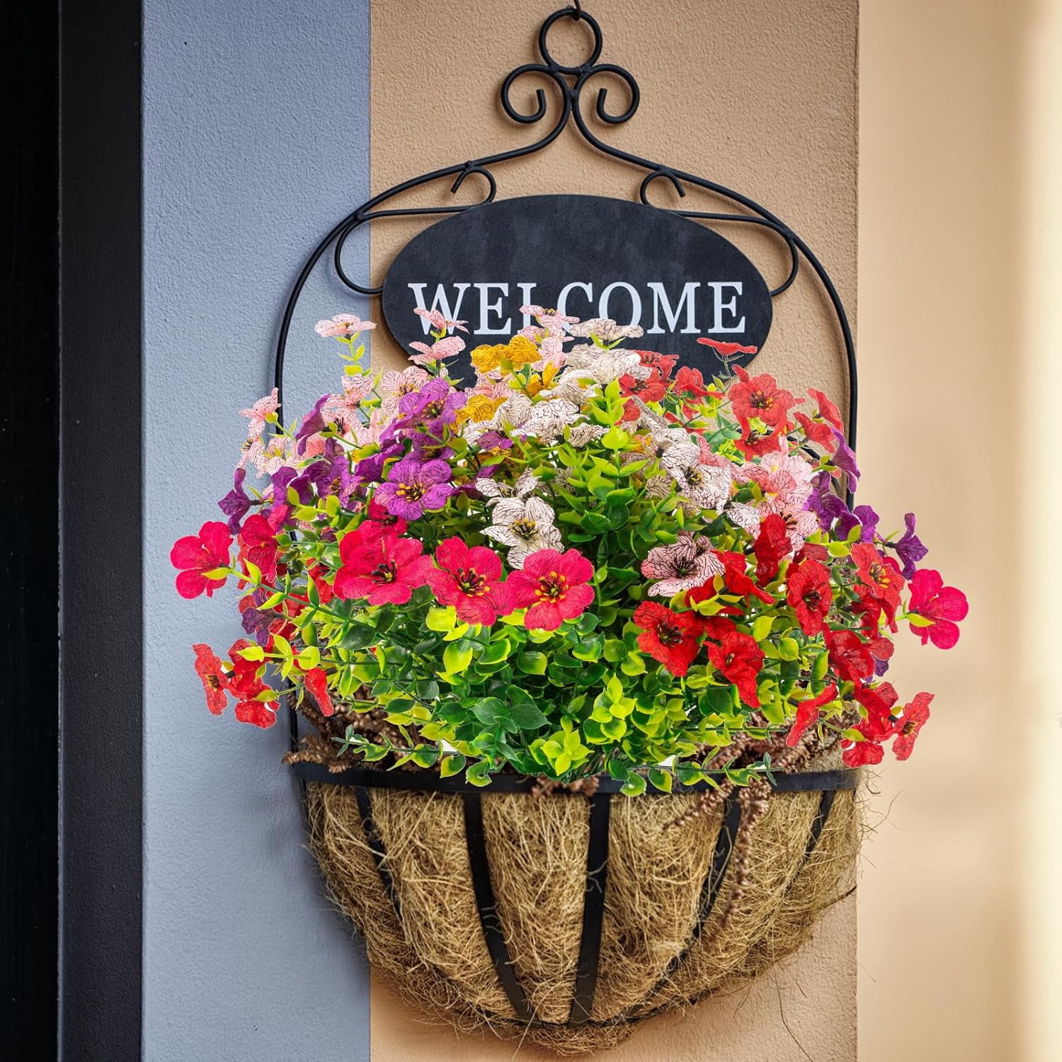 Artificial Flowers Outdoor No Fade UV Resistant Fake Plastic Flowers Faux Plants for Garden Patio Porch Window Box Home Wedding Farmhouse Hanging Décor