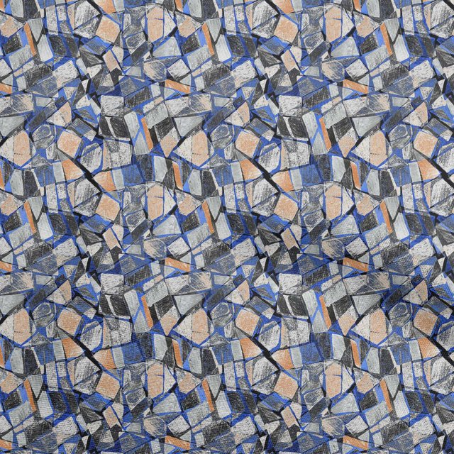 oneOone Georgette Viscose Medium Blue Fabric Abstract Geometric With Texture Craft Projects Decor Fabric Printed By The Yard 42 Inch Wide
