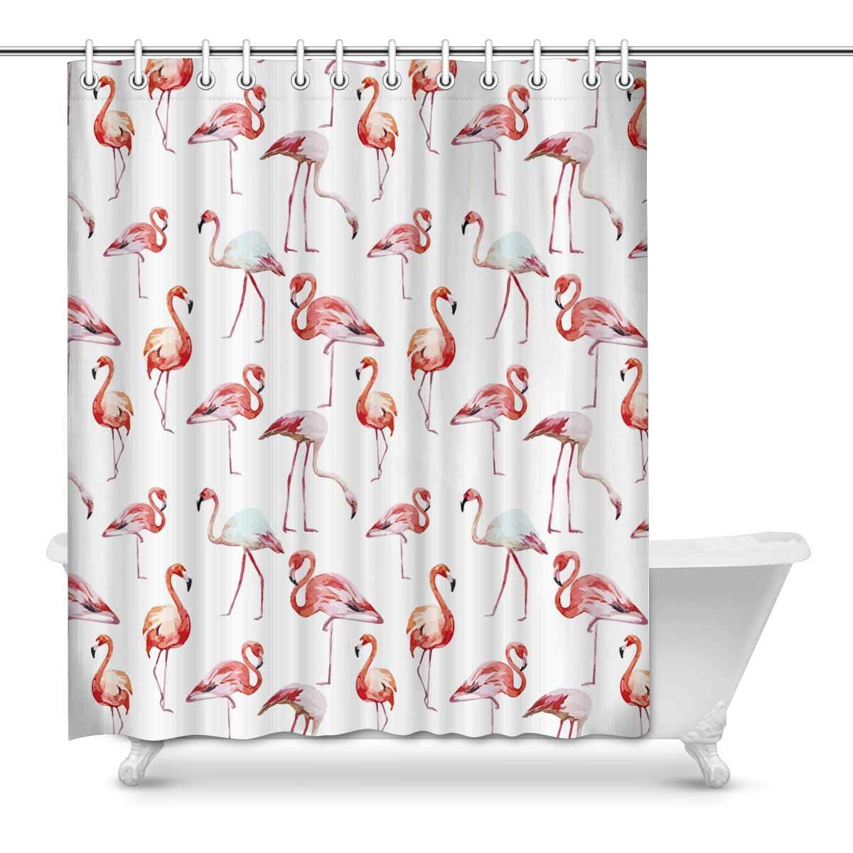 MKHERT Watercolor Pink Flamingo Birds Waterproof Polyester ...