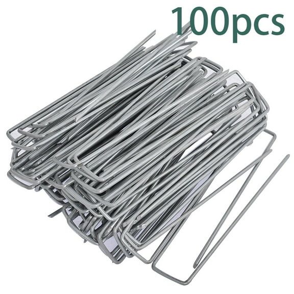 hostic Galvanized Garden Staples Landscape Ground Nails Stakes Pins Spikes Pegs U-Shaped 6 11 Gauge Steel Fit for Securing Weed Barrier Fabric Landscape Ground Cover Lawn 100pcs