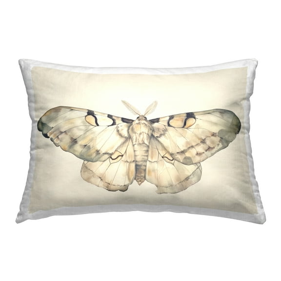 Stupell Industries Dusty Beige Moth Decorative Printed Throw Pillow Design by Petal Prints Design.