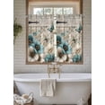 thumbnail image 4 of Teal Tulip Butterfly Bathroom Window Curtain, Beige Turquoise Floral Farmhouse Wooden Light Filtering Coffee Kitchen Curtains, Bedroom Living Room Curtains 2 Panel 84"x45", 4 of 6
