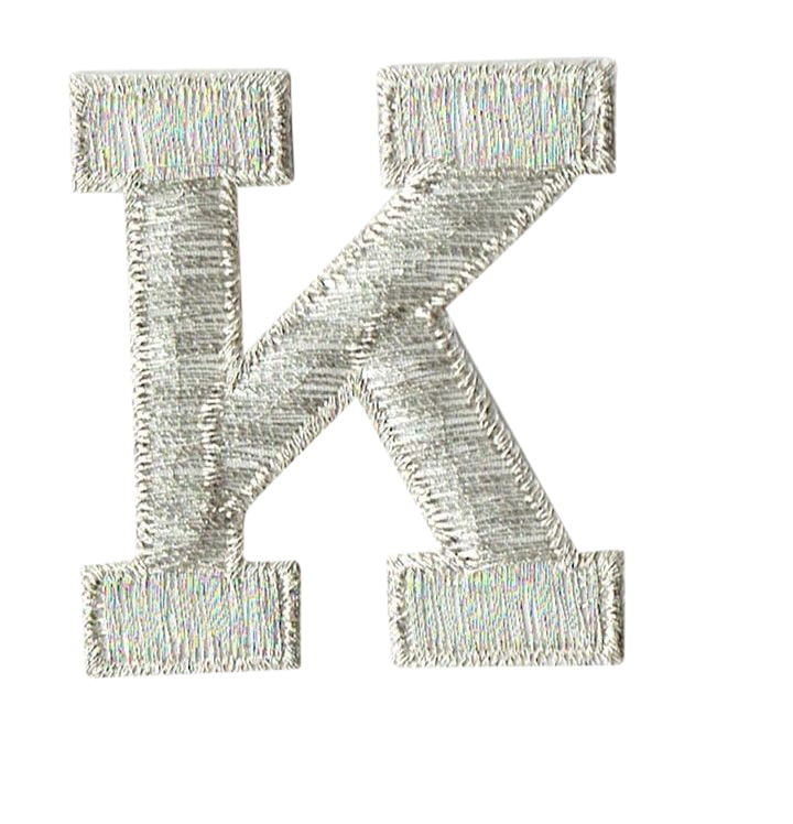Iron On Embroidery Applique Patch Sew Iron Badge Sequin Silver Letter K 