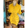 thumbnail image 5 of Orange Collared Single-Breasted Tie-Waist Short Sleeve Shirt Dress, 5 of 5