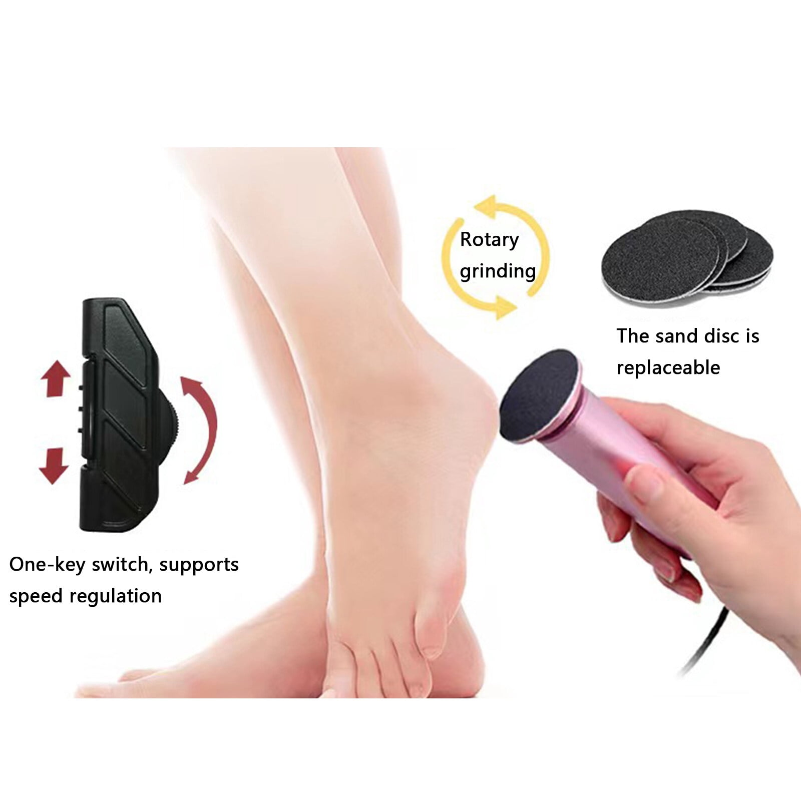 Wireless Electric Callus Remover for Feet, Powerful Electric Foot Callus Remover Adjustable Speed Electric Foot File with 60PCS Sanding Discs Pedicure Tools Feet Scrubber Dead Skin Foot Grinder, Pink