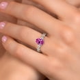 thumbnail image 4 of Gem Stone King 14K Two Tone Gold Pink Created Sapphire and Lab Grown Diamond Engagement Ring for Women | 1.90 Cttw | Oval 9X7MM | Gemstone September Birthstone | Size 7, 4 of 6