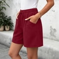 thumbnail image 4 of Hurxie Womens Shorts Lightweight Bermuda Shorts for Women Casual 5 Inch Inseam Summer Linen Shorts with Pockets Wine,L, 4 of 8